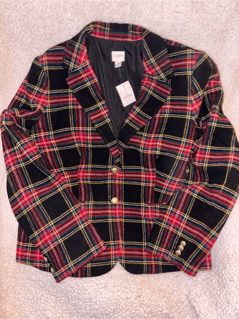 J.Crew Tartan Plaid Wool Blend Blazer Jacket Size 16 Holiday Preppy NWT